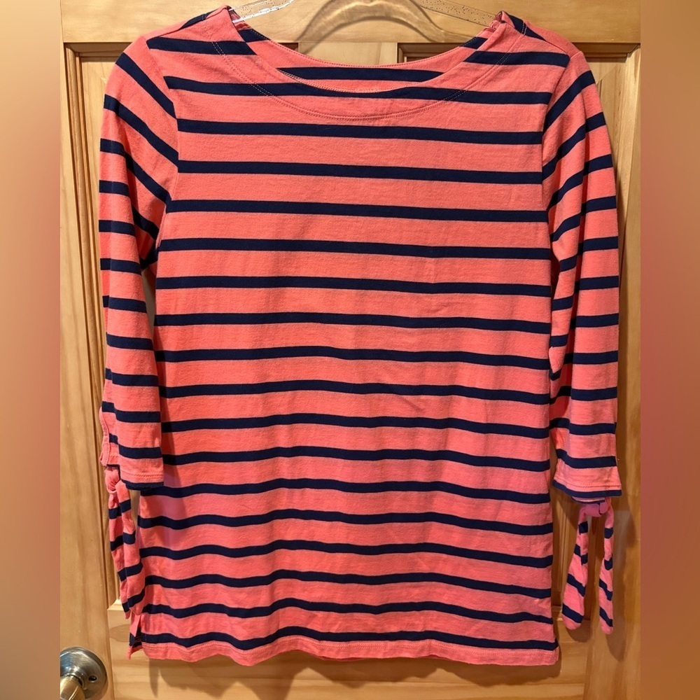 Old Navy Women's 3/4 Sleeve Stripe Top in Mariner Pink Stripe size Small